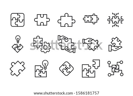 Stroke line icons set of solution. Simple symbols for app development and website design. Vector outline pictograms isolated on a white background. Pack of stroke icons. 