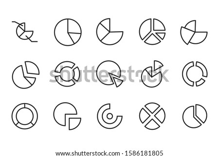 Simple set of pie chart modern thin line icons. Trendy design. Pack of stroke icons. Vector illustration isolated on a white background. Premium quality symbols.