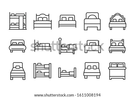 Set of bed related vector line icons. Premium linear symbols pack. Vector illustration isolated on a white background. Web symbols for web sites and mobile app. Trendy design. 