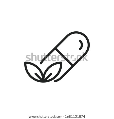 Simple pill line icon. Stroke pictogram. Vector illustration isolated on a white background. Premium quality symbol. Vector sign for mobile app and web sites.