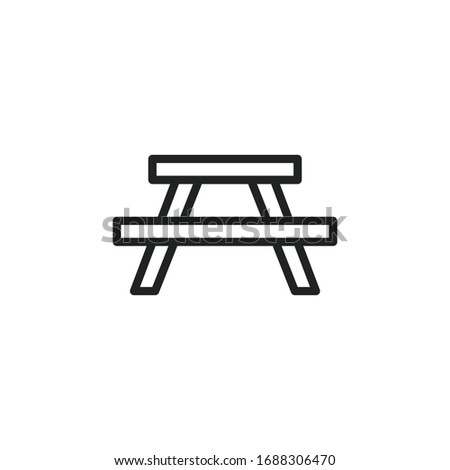 Simple picnic table line icon. Stroke pictogram. Vector illustration isolated on a white background. Premium quality symbol. Vector sign for mobile app and web sites.