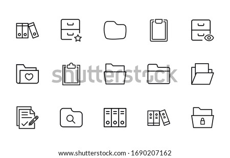 Set of Folder related vector line icons. Premium linear symbols pack. Vector illustration isolated on a white background. Web symbols for web sites and mobile app. Trendy design. 
