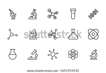 Set of bioengineering related vector line icons. Premium linear symbols pack. Vector illustration isolated on a white background. Web symbols for web sites and mobile app. Trendy design. 