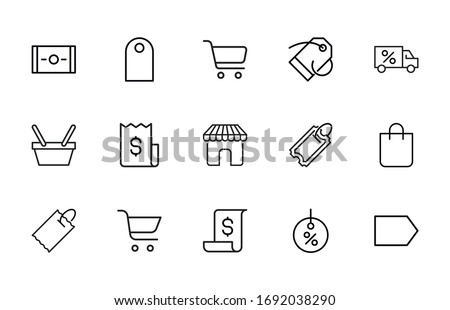 Simple set of shop modern thin line icons. Trendy design. Pack of stroke icons. Vector illustration isolated on a white background. Premium quality symbols.