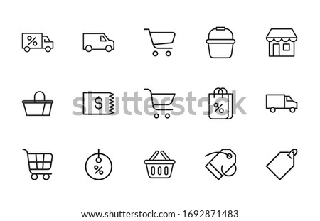 Premium set of shopping line icons. Web symbols for web sites and mobile app. Modern vector symbols, isolated on a white background. Simple thin line signs.