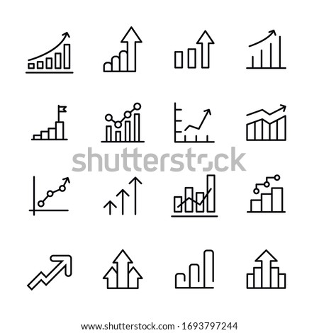 Premium set of growth line icons. Web symbols for web sites and mobile app. Modern vector symbols, isolated on a white background. Simple thin line signs.