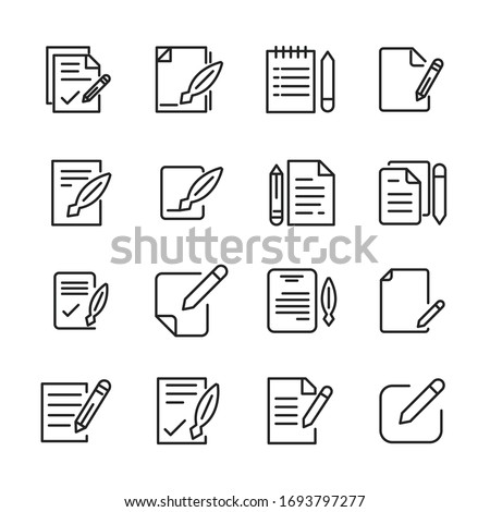 Set of contract related vector line icons. Premium linear symbols pack. Vector illustration isolated on a white background. Web symbols for web sites and mobile app. Trendy design. 
