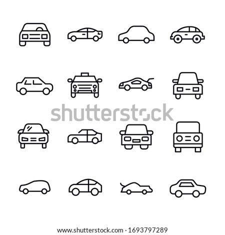 Icon set of car. Editable vector pictograms isolated on a white background. Trendy outline symbols for mobile apps and website design. Premium pack of icons in trendy line style.