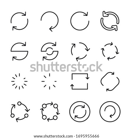 Refresh line icons set. Stroke vector elements for trendy design. Simple pictograms for mobile concept and web apps. Vector line icons isolated on a white background. 