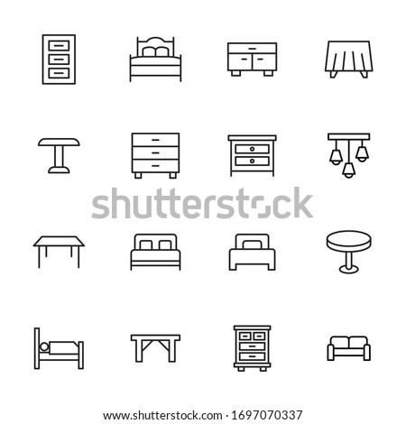 Icon set of Furniture. Editable vector pictograms isolated on a white background. Trendy outline symbols for mobile apps and website design. Premium pack of icons in trendy line style.
