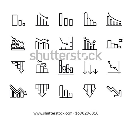Vector line icons collection of loss. Vector outline pictograms isolated on a white background. Line icons collection for web apps and mobile concept. Premium quality symbols