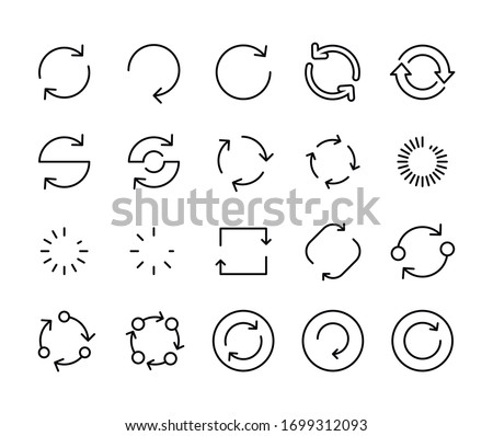 Stroke line icons set of refresh. Simple symbols for app development and website design. Vector outline pictograms isolated on a white background. Pack of stroke icons. 