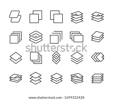 Layers line icons set. Stroke vector elements for trendy design. Simple pictograms for mobile concept and web apps. Vector line icons isolated on a white background. 