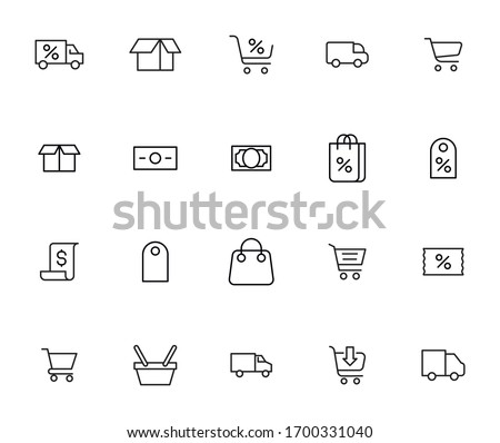 Premium set of shopping line icons. Web symbols for web sites and mobile app. Modern vector symbols, isolated on a white background. Simple thin line signs.