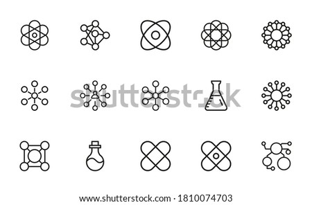 Chemistry related vector icon set. Well-crafted sign in thin line style with editable stroke. Vector symbols isolated on a white background. Simple pictograms.
