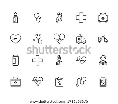 Emergency line icons set. Stroke vector elements for trendy design. Simple pictograms for mobile concept and web apps. Vector line icons isolated on a white background.