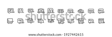 Editable vector pack of caravan line icons. Trendy stroke signs for website, apps and UI. Premium set of caravan thin line icons.