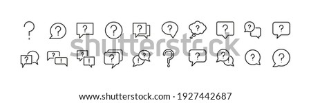 Set of questions line icons. Premium pack of signs in trendy style. Pixel perfect objects for UI, apps and web. 