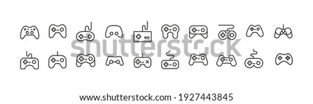 Stroke vector gamepad line icons. Pixel perfect signs isolated on a white background. Gamepad pictograms in trendy outline style.
