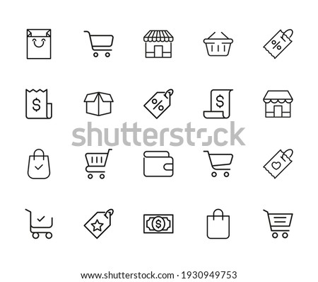 Vector line icons collection of market. Vector outline pictograms isolated on a white background. Line icons collection for web apps and mobile concept. Premium quality symbols