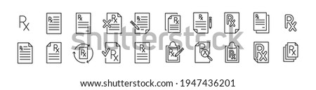 Line stroke set of prescription icons. Premium symbols for your design. Editable vector objects isolated on a white background.