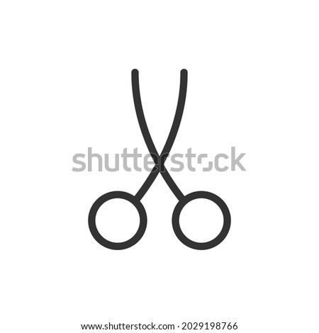 Thin line icon of scissors. Vector outline sign for UI, web and app. Concept design of scissors icon. Isolated on a white background.
