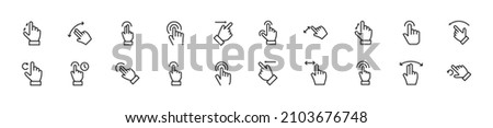 Set of simple touch line icons. Outline stroke object. Linear signs pack. Perfect for web apps and mobile.