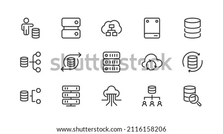 Set of data line icons. Premium pack of signs in trendy style. Pixel perfect objects for UI, apps and web. 