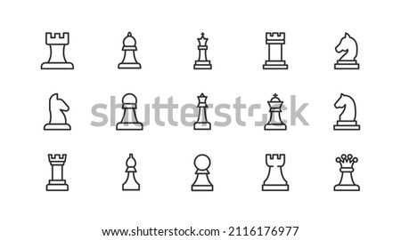 Line stroke set of chess  icons. Premium symbols for your design. Editable vector objects isolated on a white background.