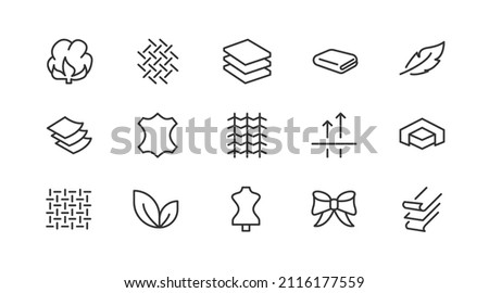 Stroke vector fabric  line icons. Pixel perfect signs isolated on a white background. Minimal fabric  pictograms in trendy outline style.