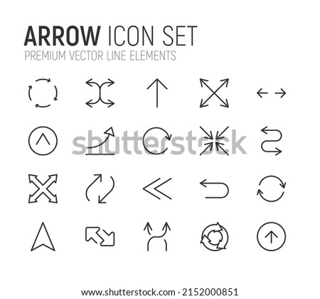 Simple line set of arrow icons. Premium quality objects. Vector signs isolated on a white background. Pack of arrow pictograms.