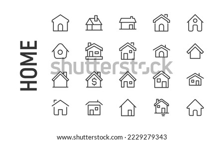 Vector set of home thin line icons. Design of 20 stroke pictograms. Signs of home isolated on a white background.