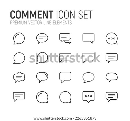 Stroke vector comment line icons. Pixel perfect signs isolated on a white background. Minimal comment pictograms in trendy outline style.