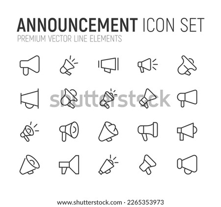 Line stroke set of announcement icons. Premium symbols for your design. Editable vector objects isolated on a white background.
