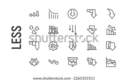 Line stroke set of less icons. Premium symbols for your design. Editable vector objects isolated on a white background.