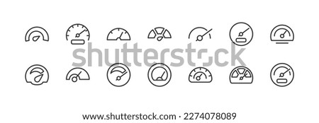 Simple collection of speed related line icons. Thin line vector set of signs for infographic, logo, app development and website design. Premium symbols isolated on a white background.