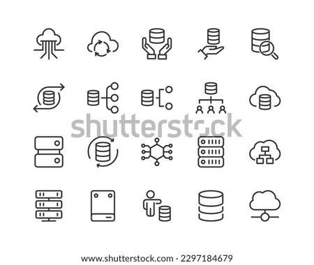 server related premium icon set. Vector elements with editable stroke. Isolated on a white background