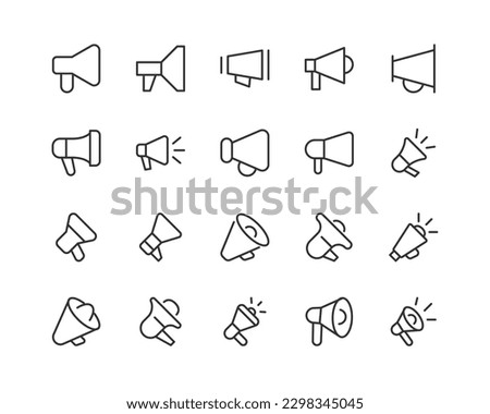 megaphone icons set for web and UIUX design. Vector objects isolated on a white background