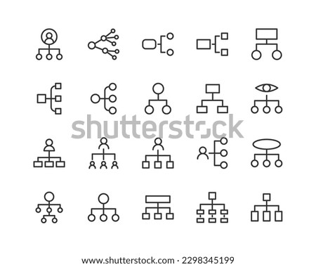 hierarchy related premium icon set. Vector elements with editable stroke. Isolated on a white background