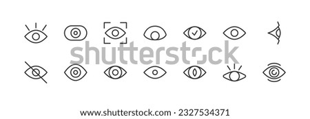 eye set of simple line icons. Collection of web icons for UIUX design. Editable vector stroke 24x24 Pixel Perfect