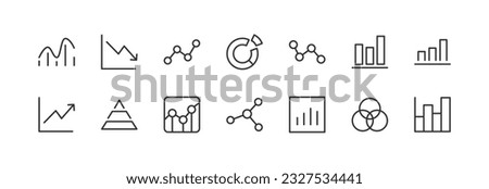 diagram line icon set with editable stroke. Outline collection of vector objects. Premium icon pack
