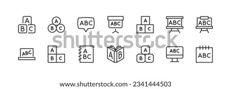 abc set vector line icons. Thin line design elements. Collection of editable stroke icons