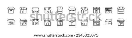 store set vector line icons. Thin line design elements. Collection of editable stroke icons