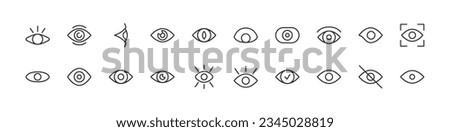 eye set of simple line icons. Collection of web icons for UIUX design. Editable vector stroke 24x24 Pixel Perfect