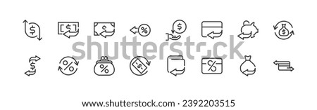 Exclusive cashback thin line icons set. Big package of modern minimalistic pictograms for mobile UIUX kit, infographics and web sites