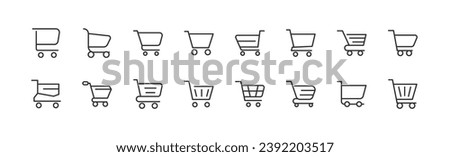 cart simple icon set. Outline editable stroke. Pixel perfect 24x24px. Isolated on a white background