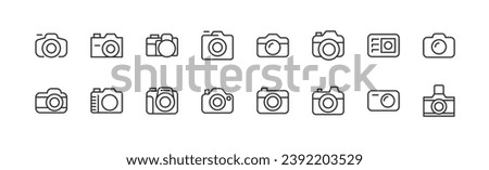 camera related premium icon set. Vector elements with editable stroke. Isolated on a white background