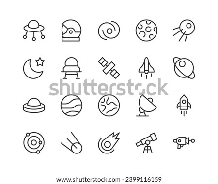 Exclusive universe thin line icons set. Big package of modern minimalistic pictograms for mobile UIUX kit, infographics and web sites