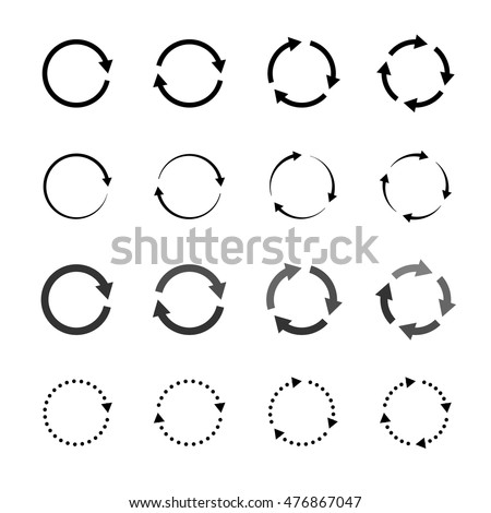Set of grey circle vector arrows in modern style. Element for websites, illustration of connection, orient, for cursors or motion. Vector illustration on a white background.
