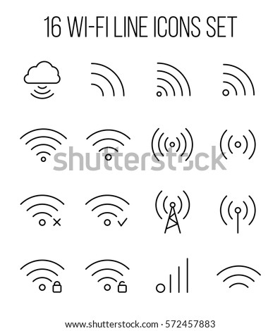 Set of wireless icons in modern thin line style. High quality black outline wifi symbols for web site design and mobile apps. Simple wi-fi pictograms on a white background.
